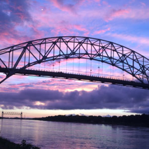 The Bourne car bridge at sunset Tuesday, Sept. 27, 2016. The railroad bridge can be seen in the background. Anne Brennan/Cape Cod Times