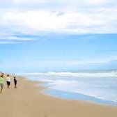 walking along the oceans edge